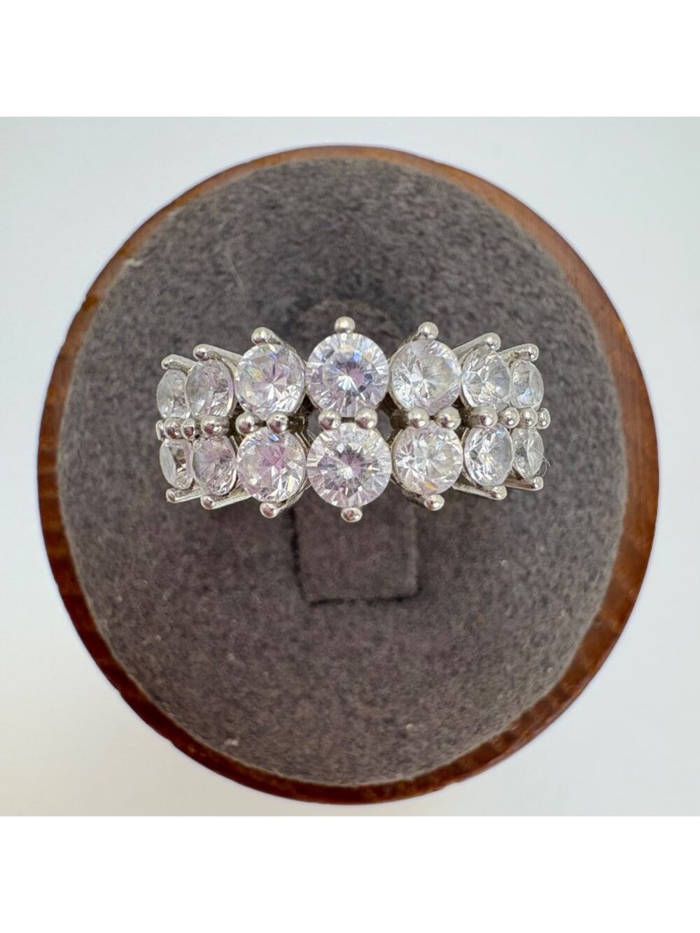 Cubic Zirconia & Sterling Silver 925 Prong Set Cocktail Statement Ring Size 6